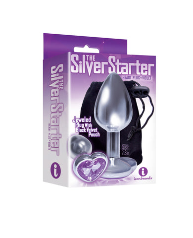 The 9's the Silver Starter Heart Bejeweled Stainless Steel Plug - Violet The 9's the Silver Starter Heart Bejeweled Stainless Steel Plug - Violet