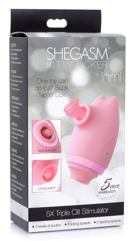 Shegasm Kitty Licker 5x Triple Clit Stimulator - Pink Shegasm Kitty Licker 5x Triple Clit Stimulator - Pink