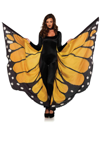 Festival Butterfly Wing Halter Cape - Orange/  - One Size - Black Festival Butterfly Wing Halter Cape - Orange/  - One Size - Black