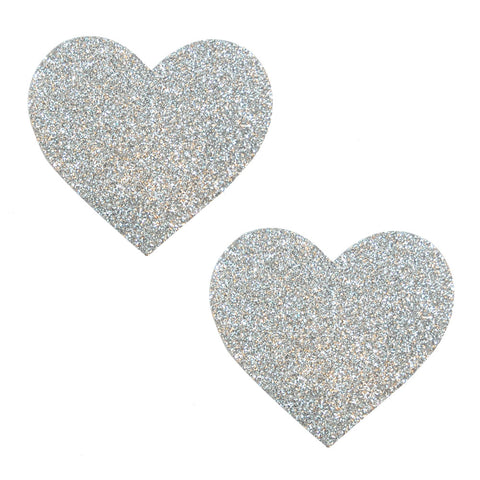 Silver Pixie Dust Glitter Heart Pasties Silver Pixie Dust Glitter Heart Pasties