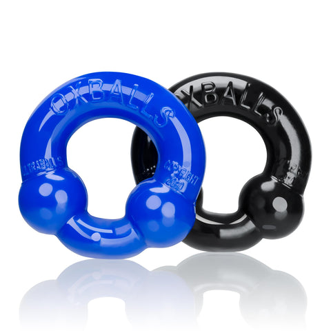 Ultraballs 2- Piece Cockring Set - Black &  Police Blue Ultraballs 2- Piece Cockring Set - Black &  Police Blue