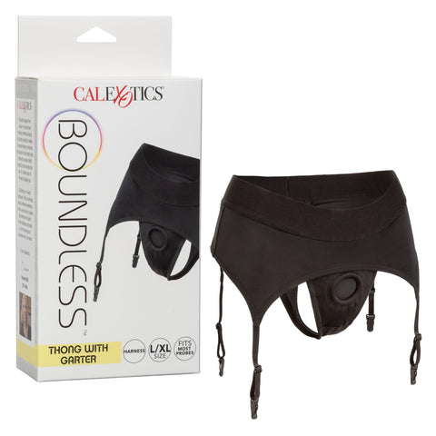 Boundless Thong With Garter - L/xl - Black Boundless Thong With Garter - L/xl - Black