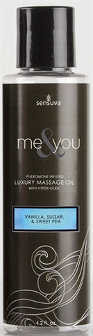 Me and You Massage Oil - Vanilla Sugar and Sweet Pea - 4.2 Oz. Me and You Massage Oil - Vanilla Sugar and Sweet Pea - 4.2 Oz.