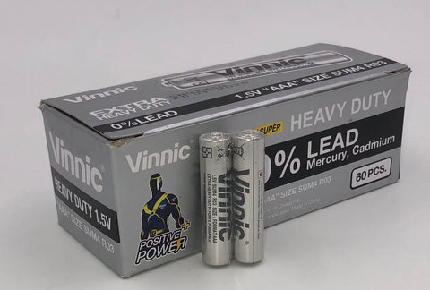 Vinnic Super Heavy Duty AAA Batteries - 2 Pc./ Shrink Pk. - 60 Pcs. Box Vinnic Super Heavy Duty AAA Batteries - 2 Pc./ Shrink Pk. - 60 Pcs. Box