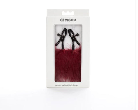Sex and Mischief Enchanted Feather Nipple Clamps - Burgundy Sex and Mischief Enchanted Feather Nipple Clamps - Burgundy