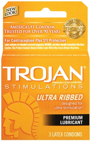 Trojan Stimulations Ultra Ribbed Lubricated Condoms - 3 Pack Trojan Stimulations Ultra Ribbed Lubricated Condoms - 3 Pack