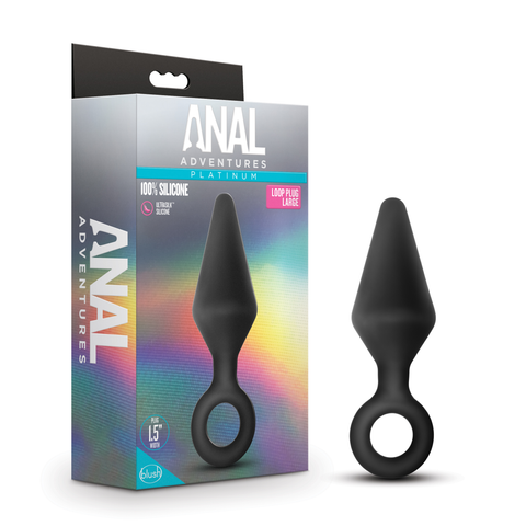 Anal Adventures Platinum - Silicone Loop Plug -  Large - Black