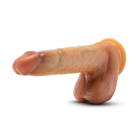 Renaissance - Davinci - 8 Inch Sliding Foreskin Dildo With Squeezable Balls - Tan