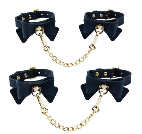 Temptasia Ardor Wrist and Ankle Restraints Black With Bow