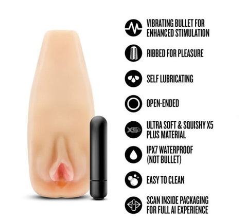 Enlust Sabrina Male Masturbator With Bullet Vibrator - Beige