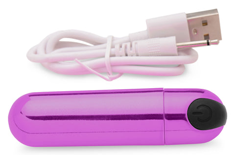 10x Rechargeable Vibrating Metallic Bullet - Purple