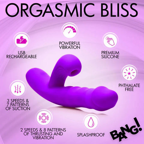 Thrusting and Sucking Rabbit Vibrator - Purple
