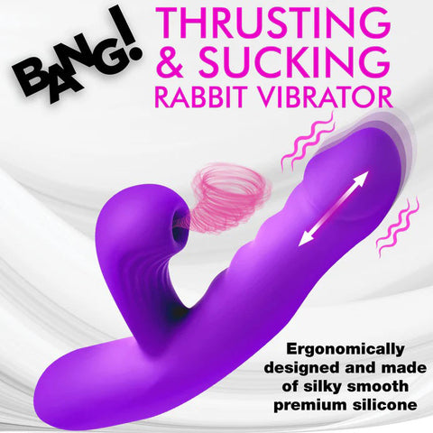 Thrusting and Sucking Rabbit Vibrator - Purple