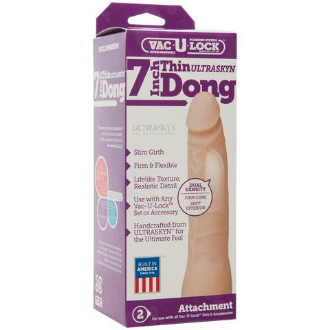 Vac-U-Lock 7-Inch Ultraskyn Thin Dong - Vanilla