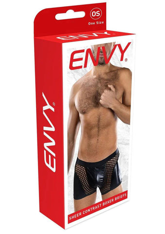 Sheer Contrast Boxer Briefs - Os - Black