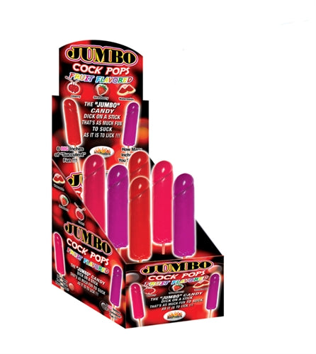 Jumbo Cock Pops - 6 Piece Display - Assorted Fruit Flavors