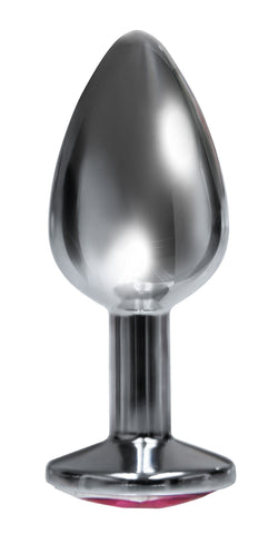 The 9's the Silver Starter Bejeweled Stainless  Steel Plug - Pink