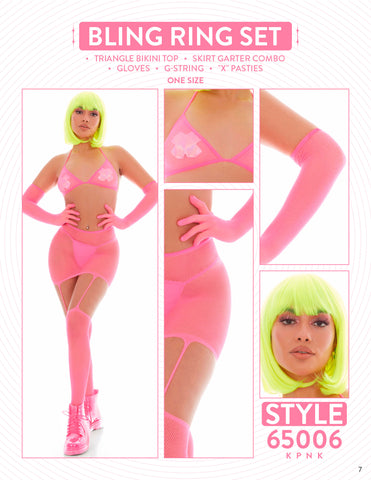 Bling Ring 5pc Set - One Size - Pink