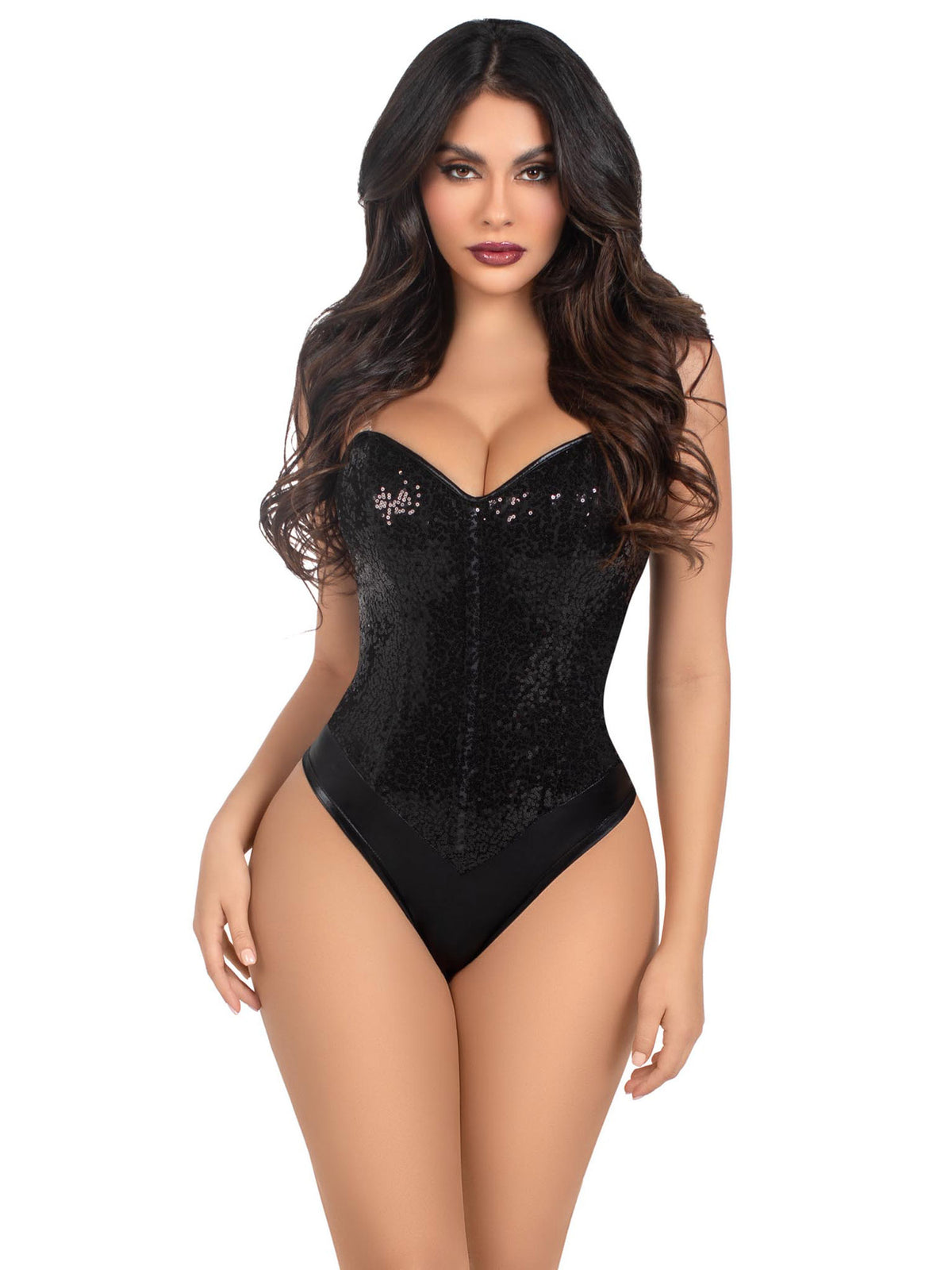 2 Pc Sequin Bodysuit - Medium - Black