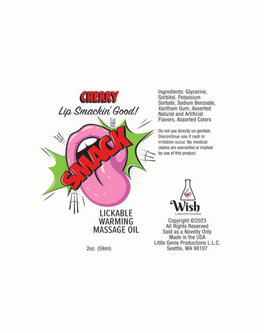 Smack Warming and Lickable Massage Oil - Cherry 2  Oz
