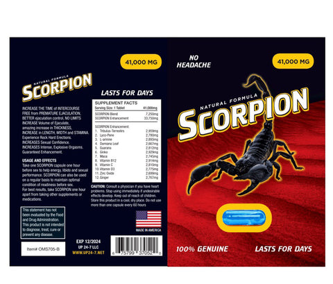 Scorpion Male Enhancement - 30 Count Box