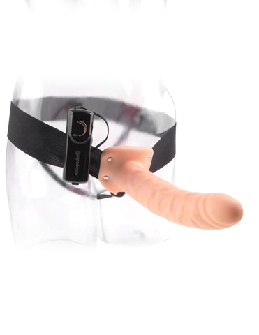 Fetish Fantasy Series 8-Inch Vibrating Hollow Strap-on - Flesh