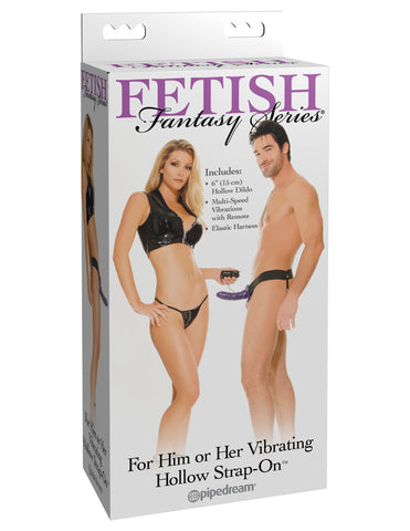 Fetish Fantasy Series for Him or Her Vibrating Hollow Strap-on - Purple