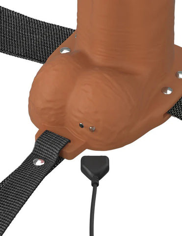 Fantasy X-Tensions Elite 6" Vibrating Hollow Silicone Strap-on - Brown