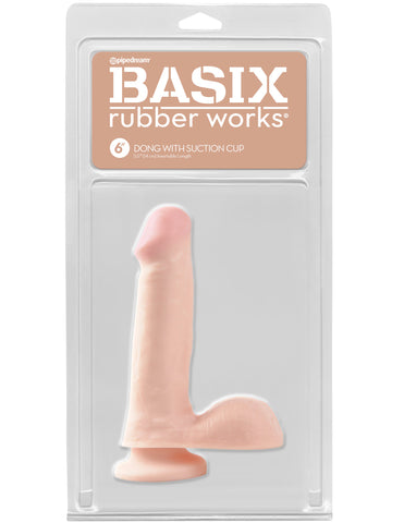 Basix Rubber Works - 6 Inch Dong With Suction Cup - Flesh