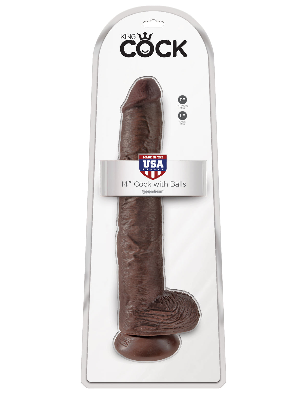 King Cock 14 Inch Cock With Balls - Brown