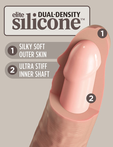 King Cock Elite 7 Inch Vibrating Silicone Dual  Density Cock With Remote - Light