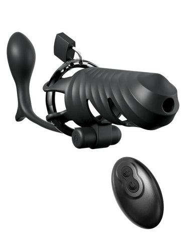 Fantasy C-Ringz Remote-Controlled Vibrating Cock Blocker With Ass-Gasm Plug - Black