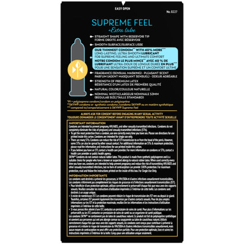 Skyn Supreme Feel Extra Lube Condoms 8pk