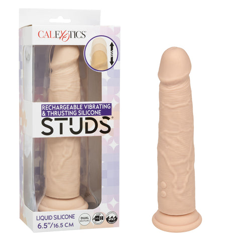 Rechargeable Vibrating and Thrusting Silicone Studs - Ivory