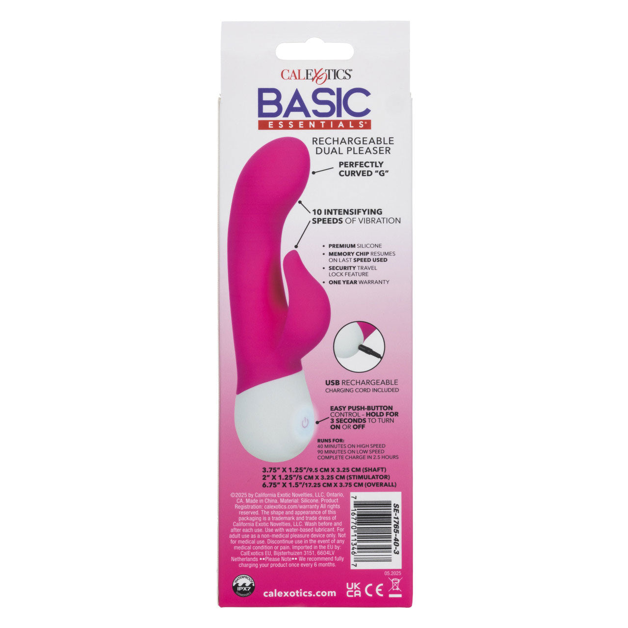 Basic Essentials Rechargeable Dual Pleaser - Pink Libido Lifted Basic Essentials Rechargeable Dual Pleaser - Pink Libido Lifted