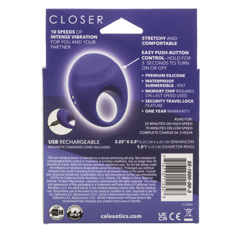 Closer Intimate Rechargeable Ring Embrace - Purple