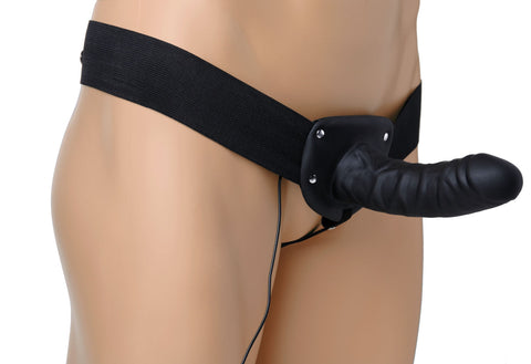 Deluxe Vibro Erection Assist Hollow Silicone  Strap-On