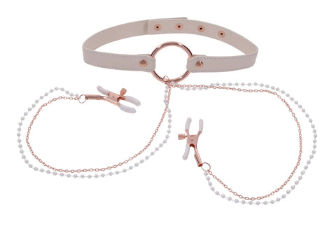 Peaches ‘N Creame Collar With Nipple Clamps - Pink