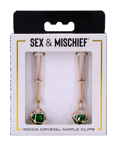 Indica Crystal Nipple Clips - Green