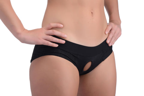 Lace Envy Black Crotchless Panty Harness - L/xl