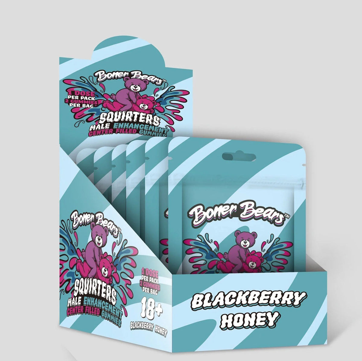 Boner Bears Squirters for Him 12 Pouches Display - Blackberry/honey - (Net Pricing)