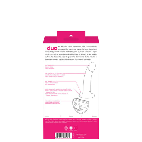 Duo Semi-Realistic Dildo With Harness -  Pink/purple