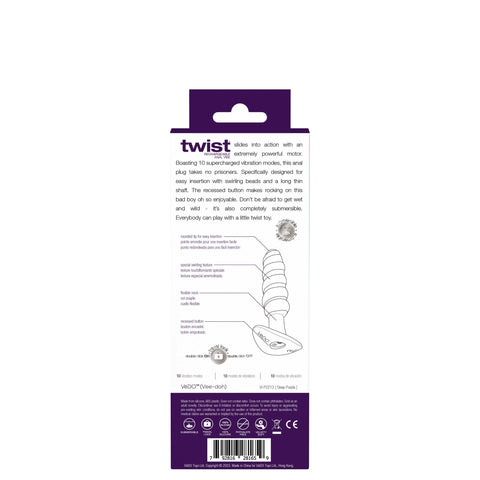 Twist Rechargeable Anal Vibe - Deep Purple