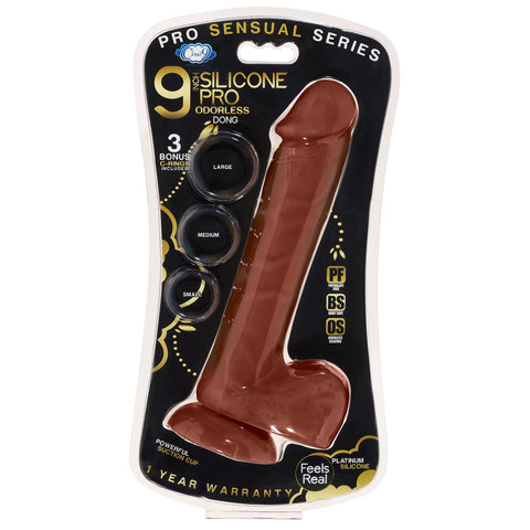 9 Inch Silicone Pro Odorless Dong - Brown