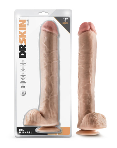 Dr. Skin - Dr. Michael - 14 Inch Dildo With Balls  - Beige