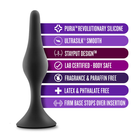 Anal Adventures Platinum - Silicone Beginner Plug  Kit - Black