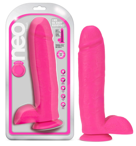 Neo - 11 Inch Dual Density Dildo - Neon Pink