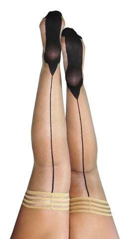 Ruby - Cuban Heel Thigh High - Size D - Nude