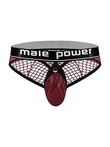 Cock Pit Net Cock Ring Thong - S/ M - Burgundy