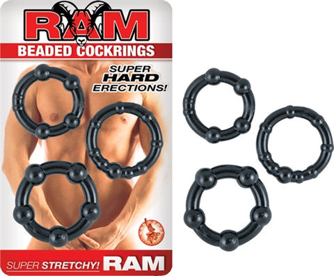 Ram Beaded Cockrings - Black